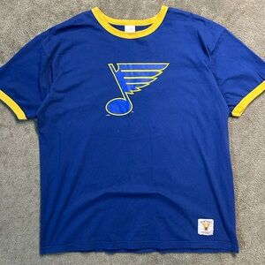 Vintage 90s St Louis Blues NHL Hockey Ringer Tee T Shirt Size XL Y2K